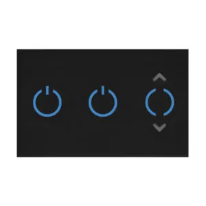 בית חכם - צג 3 מקום מפסק כפול + תריס - שחור